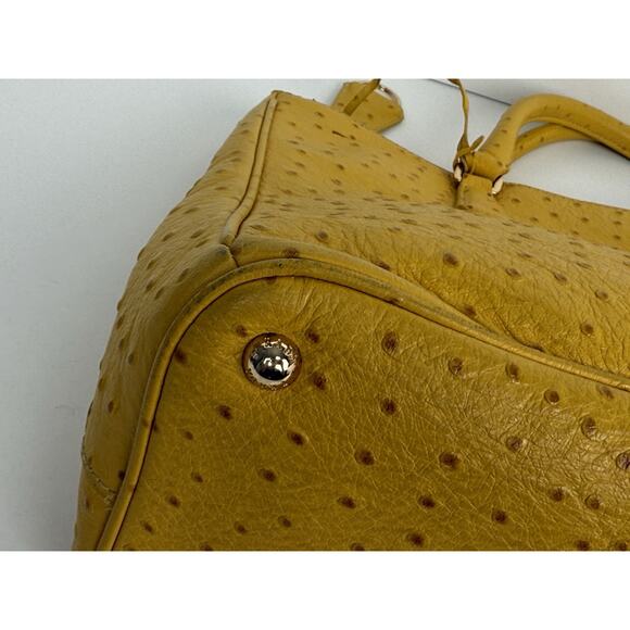 Prada Struzzo Lux Medium Galleria Double-Zip Tote in Mustard Yellow Ostrich Leat - Picture 9 of 16
